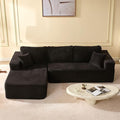 Afuson 107" Boneless Couch with Deep Seat, Modular Sectional Sofa, Cloud Sectional Couch for Living Room, No Assembly Required, Corduroy, L-Shape Left, Black