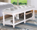 Farmhouse Storage Bench Wooden Entryway Upholstered Tufted Ottoman Bench for Bedroom End of Bed Hallway Organizer, Beige