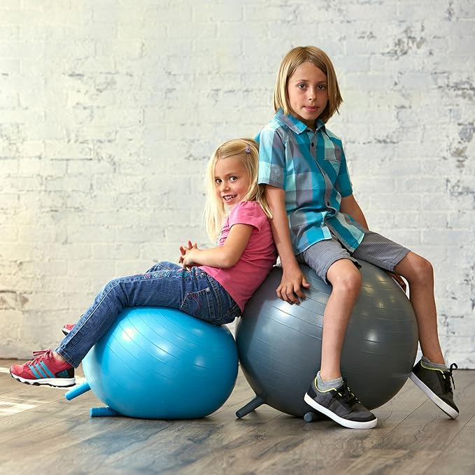 Gaiam Kids Stay-N-Play Children's Balance Ball - Flexible School Chair Active Classroom Desk Alternative Seating Built-In Stay-Put Soft Stability Legs, Includes Air Pump