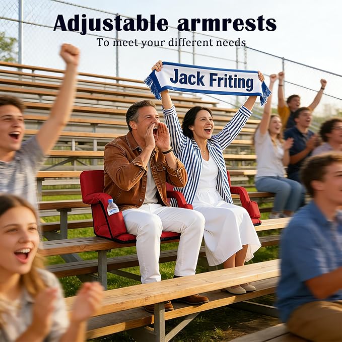 Anmiro Stadium Seats with Back Support Bleacher Chairs with Back and Extra Wide Cushion Thick Padded Bleacher Portable Reclining Seats for Football, Baseball and Basketball (Red, Small)