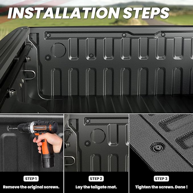 LASFIT Tailgate Mat 2025 2026 for Dodge Ram 1500 Power Tailgate (NOT for Standard Tailgate or Power Tailgate-Release), All Weather TPE Tailgate Protector Liner Replacement Accessories