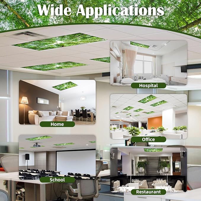 8 Pcs Fluorescent Light Covers - 4 x 2 Feet Covers for Ceiling Lights, Magnetic Light Filters for Classroom, Office, Hospitals, Home