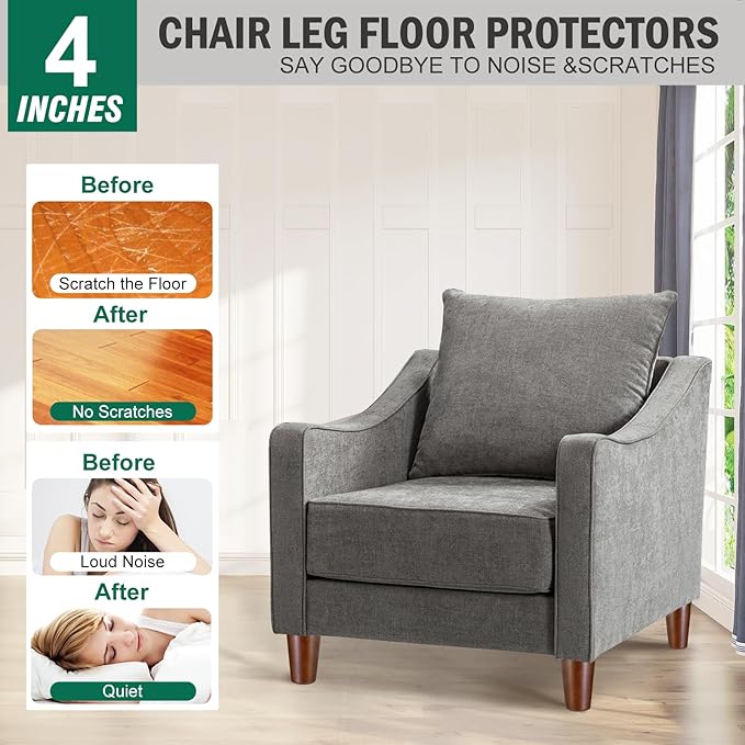 FoDau770 Brown Rubber Wood Furniture Legs 4 Inches, Straight Tapered Wood Feet Mid Century Sofa Legs Set of 4, 5/16" UNC Furniture Feet for Cabinet Couch Dresser Chair Ottoman Table