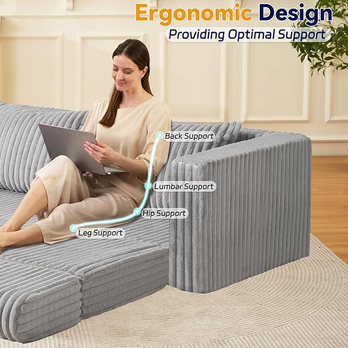 HABUTWAY Folding Sofa Bed, 2 in 1 Convertible Sleeper Chair with 2 Pillows, Portable Fold Out Chair Bed with Armrest, Comfy Floor Couch, Lazy Sofa for Living Room Bedroom Dorm Home Office, Light Grey