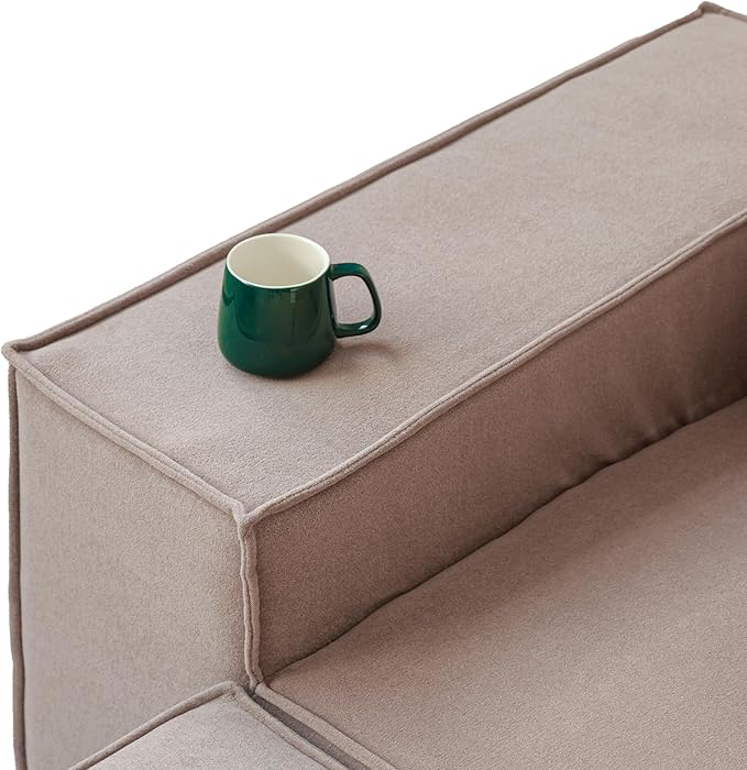 JACH L-Shaped Cloud Sectional Couch, 118" Huge Plus Modular Couch, Modern Comfy Cloud Fleece Couches with Reversible Chaise Ottoman, Sofas Furniture for Living Room, Office, Apartment, Brown