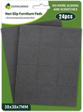COVERCORNER Non Slip Furniture Pads 24 PCS 1 1/2'' Square - Anti Slip Furniture Pads - Self Adhesive Rubber Feet Furniture Feet - Chair Leg Floor Protectors - Keep Furniture in Place