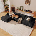 136" Cloud Sectional Couch with L-Shape Chaise, Modern Corduroy Viral Boneless Sofa for Living Room,Memory Foam Couches in a Box with Deep Seat,No Assembly Required (Black,Left-Facing Chaise)