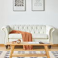 QHITTY Accent Sofa, Chesterfield Loveseat Modern Faux Leather Couch Upholstered Sofa with Tufted Back for Living Room Furniture (White)