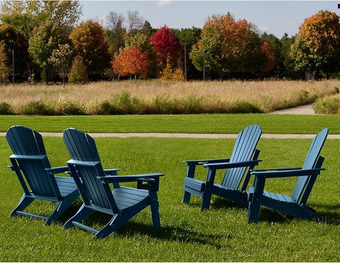 FUNBERRY Folding Adirondack Chair Set of 2, All Weather HDPE Fire Pit Chairs with Cup Holder for Outdoor