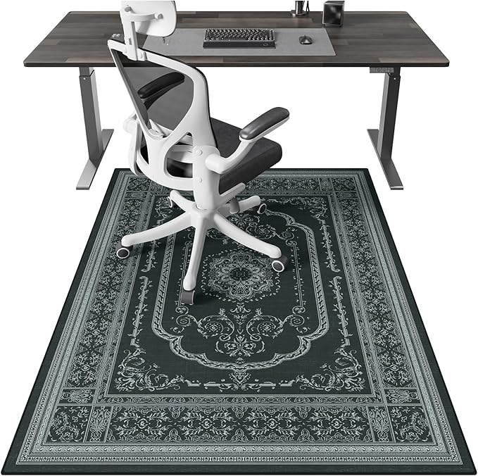 Mymeely Office Chair Rug for Hardwood Floor, 36"x48" Computer Gaming Mat, Low Pile Desk Chair Mat for Rolling Chairs, Floor Protector Rug Hard Floors, Anti-Slip Wood/Tile Protection Mat