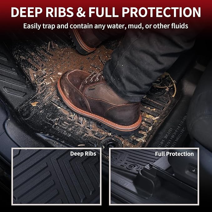 LASFIT Floor Mats&Cargo Mat for Toyota 4Runner 2013-2024 (Only for 5 Seats) Backrest Mats All Weather TPE Mats Custom Fit Floor Liners for Toyota 5th gen 4 Runner 1st & 2nd Row Full Set Car Mats