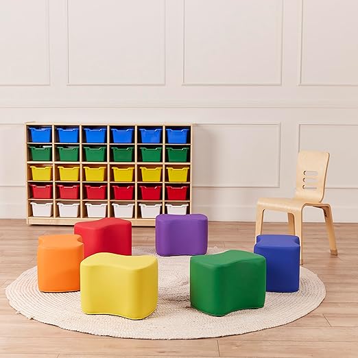 ECR4Kids SoftZone Toddler Modular Stool Set, Flexible Seating, Assorted, 6-Piece