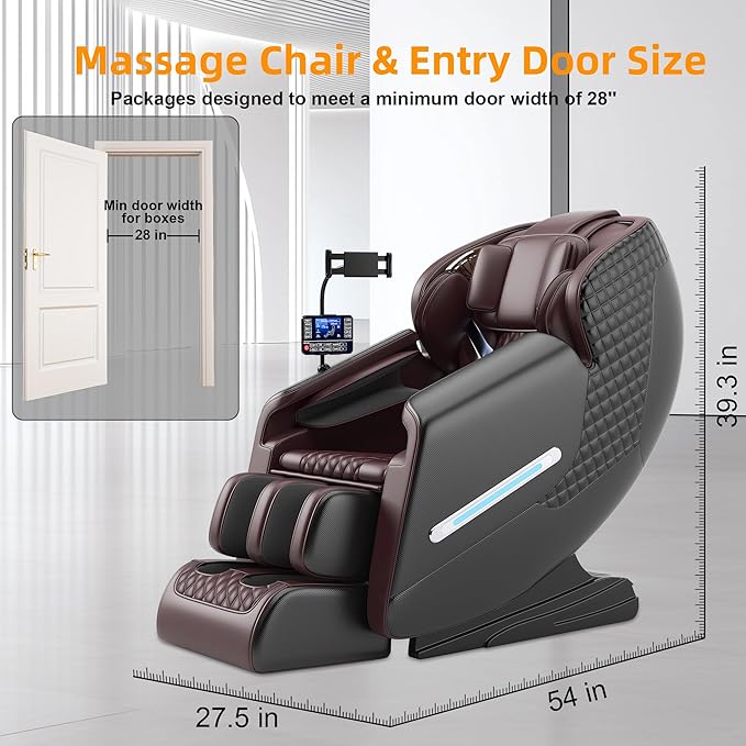 Massage Chair Full Body, 4D Zero Gravity Massage Chair Recliner with Heat, Shiatsu Massage Recliner Chair with 10 Fix Rollers, 5 Auto Modes, Foot Massage, Airbags, Control Screen