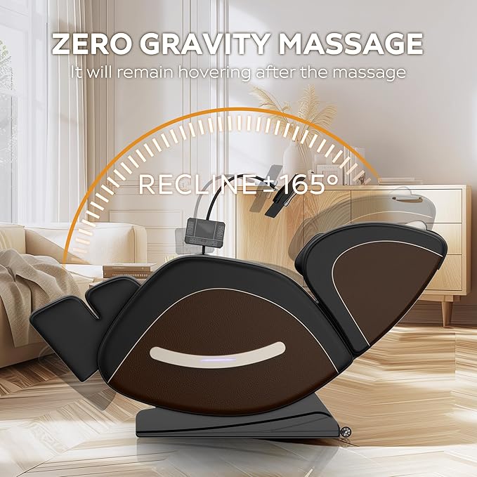 2026 Massage Chair for Full Body 4D Zero Gravity, with Body Scan & Heat Therapy, SL-Track Shiatsu Foot Rollers, Yoga Stretch, Heating Function, for Home Office Use (Brown)