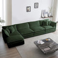 KIVENJAJA Oversized L-Shaped Modular Sectional Sofa, Modern Comfy Chenille 4-Seater Deep Seat Cloud Couch with Ottoman/Chaise & 6 Pillows for Living Room Office, 146.5”W, Green