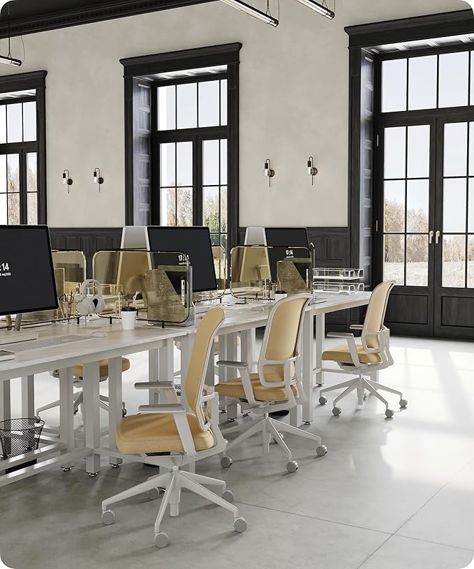 43" Home Office Desk Modern Computer Desk 43.3x23.6x29.5 inches PC Table with Thicken Frame Industrial Style Sturdy Metal Frame Furniture for Writing Gaming Marble White+White