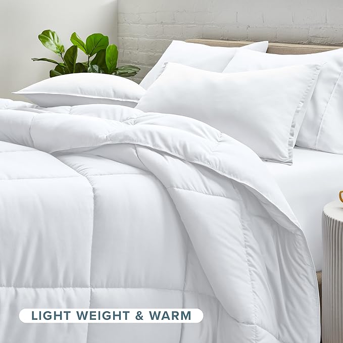 Bare Home Bed-in-A-Bag 5 Piece Comforter & Sheet Set - Twin - Goose Down Alternative - Ultra-Soft 1800 Premium Bedding Set (Twin, Grey/Grey)