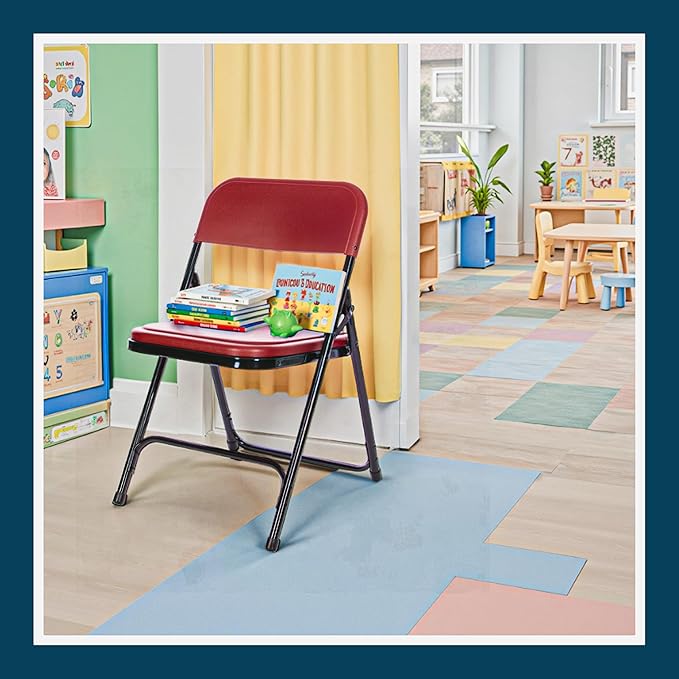 OEF Furnishings OEF800 Series Premium Heavy-Duty Plastic Folding Chairs, Lightweight, Durable Seating for Indoor and Outdoor Use, 500 lb Capacity (4-Pack, Red Plastic with Black Frame)