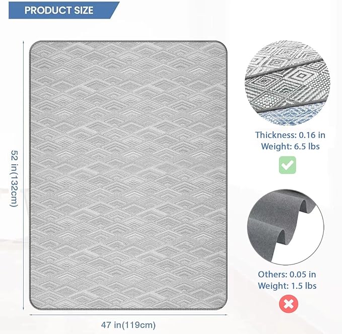 Chair Mat for Hardwood & Tile Floor, 47" x 52" Heavy Duty Office Chair Mat for Rolling Chairs Easy Glide, Anti Slip, Non-Curve, Floor Protector for Home Office