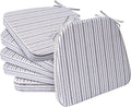 AAAAAcessories D-Shaped Chair Cushions, 2" Thick Dining Chair Pads with Ties and Removable, Machine-Washable Cover, 17" x 16", Set of 6, Pinstripe Brown