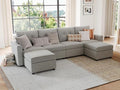 LINSY HOME Modular Sectional Sofa Oversized, Rubik III Removable Cover Living Room Couches with Storage Deep Seat & Ottoman Chaise L/U Shaped Sofa Modern Couch (Grey)