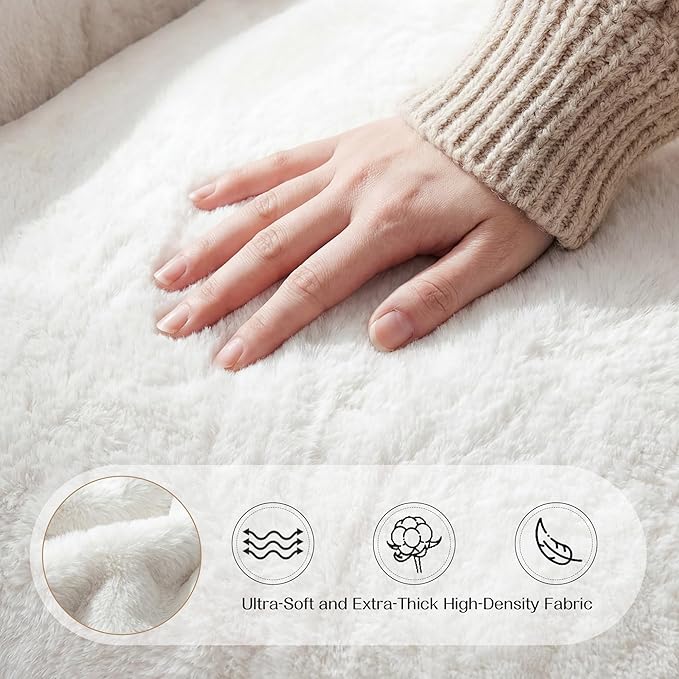 Homkdom Bean Bag Chair, Giant Bean Bag Chair for Adults, Shell-Shaped Bean Bag Couch with Armrests & Side Pockets, Comfy Beanbag Lazy Couch Reading Chair for Bedroom, Living Room, Beige
