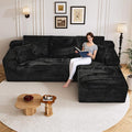 108" Boneless Cloud Sectional Couches for Living Room, Comfy Fluffy L Shaped Memory Foam Deep Seat Boneless Couch, Modular Sectional Sofa with Right Facing Chaise, Black