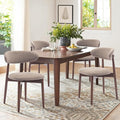 COLAMY Wooden Dining Chairs Set of 4, Modern Fabric Upholstered Kitchen Chairs, Farmhouse Dining Room Chair with Foot Pegs, Camel