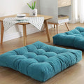 Square Floor Seat Pillows Cushions 22" x 22", Soft Thicken Yoga Meditation Cushion Pouf Tufted Corduroy Tatami Floor Pillow Reading Cushion Chair Pad Casual Seating for Adults & Kids, Turquoise