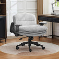Criss Cross Chair with Flip-up Arms, Wide Criss Legged Chair with 3 Layer Cushion, Ergonomic Office Desk Chair with Wheels, Swivel Vanity Chair for Office, Living Room, Bedroom, Chenille Grey