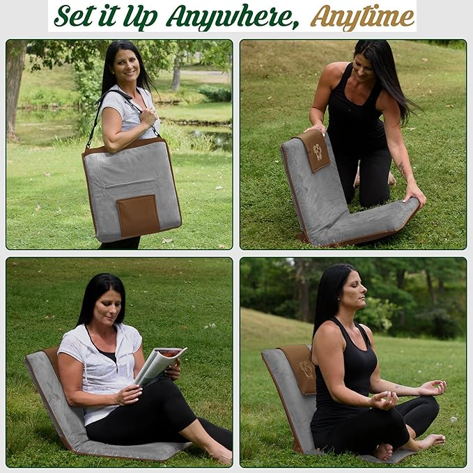 Japanese Meditation Floor Chair with Back Support for Adults - Premium Meditation Chair with Adjustable & Foldable Back for Seating, Yoga & Gaming — Folding Backjack Chairs with Backrest for Adults