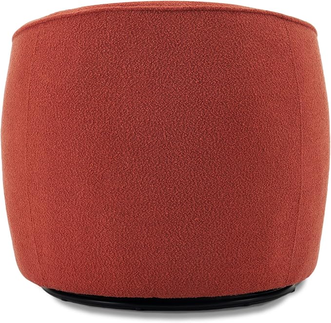 FaFaSoGoodFa Swivel Accent Chair Set of 2, Modern Upholstered Boucle Barrel Arm Chairs with Pillow for Living Room, 360 Degree Round Swivel Sherpa Armchair with Round Base for Bedroom Club (2, Orange)
