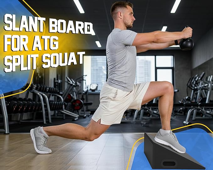 Hilhook Slant Board, 19" Wide Wooden Calf Stretcher Slant Board for Calf Stretching, Knees Over Toes, Weightlifting and Heel Elevated Squats for Strength & Flexibility Training