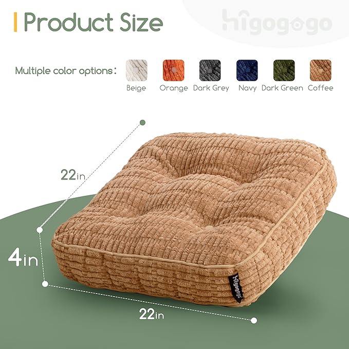 Washable Floor Pillow Cushion for Adults, Meditation Cushion Pillow, Removable Tufted Blended Corduroy Cover, Large Square Floor Sitting for Tatami Living Room or Yoga, 2Pack, Machine Washable