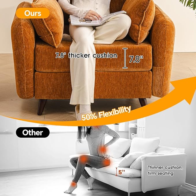 Oversized Accent Chair with Ottoman,All Seats Storage,Comfy Big Armchair,24.5'' Deep Seat,Upholstered Living Room Chairs,Reading Chair,Lounge Chair for Bedroom,Office,Chenille,Yellow