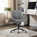 VATROS Office Chair, Armless Desk Chair with Wheels, Ergonomic Comfy Home Office Computer Task Chairs, Faux Leather Padded Cute Vanity Chair, Adjustable Height Swivel Chair with Back,Gray
