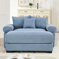 KEIKI 54" Oversized Corduroy Modular Sectional Single Sofa with 1 Ottoman, High-Density Foam Cushions, Extra-Thick Armrests, Modern 1-Seater Lounge Accent Chair with 3 Pillow, for Living Room, Blue