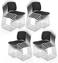 VINGLI Stackable Chairs Set of 20 Stacking Office Chairs with Metal Sled Base, Ergonomic Plastic Padded Seat & Back, Capacity 350lbs, Stacking Chairs for Waiting Room Break Room Banquet Guest, Black