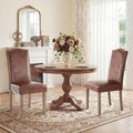 SNUGWAY Upholstered Dining Chair Stylish Parsons Kitchen High Back with Silver Nailhead Trim & Wood Legs, 2-Pack, PU Light Brown