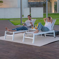 PURPLE LEAF Patio Lounge Chair 2 Pieces White Aluminum Outdoor Chaise Lounge for Pool Backyard Beach with Wheels and Table, Linen