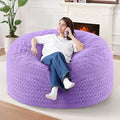 4FT Bean Bag Chair,Giant Bean Bag Chairs for Adults,Big Bean Bags with Memory Foam Filled, Large Beanbag Chairs with Chevron Plush Cover-Purple