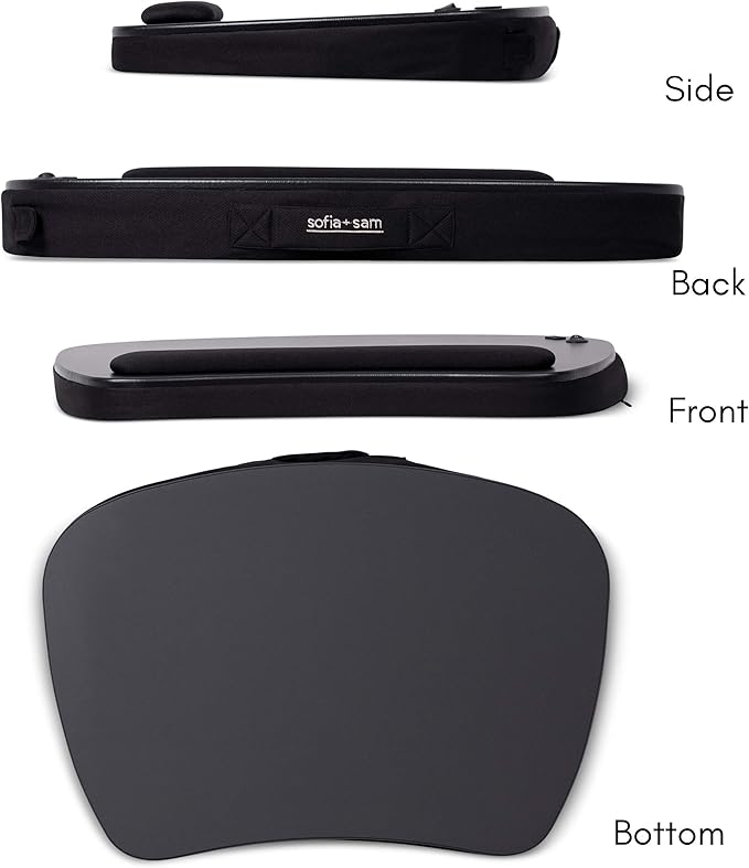 BIRDROCK HOME Oversized Lap Desk with Memory Foam Cushion - Portable w/USB Light & Wrist Rest, Ideal for Work from Home, Students & Gaming, Ergonomic Design for Comfort - Matte Black