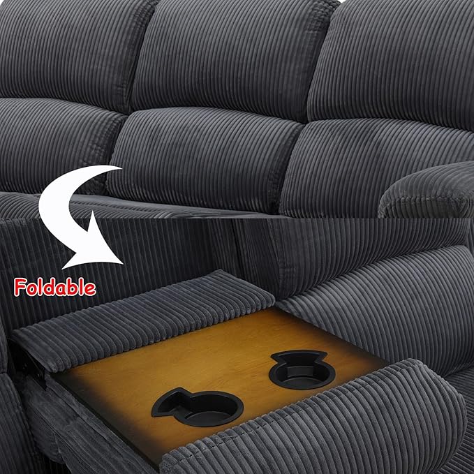 A Ainehome Living Room Furniture Set Recliner Sofa Set Chair Furniture Sofa Set for Living Room/Rv/House/Office/Theater Seating (A-Dark Grey Corduroy, Sofa+Chair)