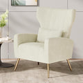 Nalupatio Modern Accent Chairs for Living Room Chairs Upholstered Velvet Fabric Reading Chair Mid Century Arm Chair Comfy Armchair,Beige