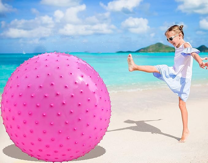 penepico Large Sensory Massage Ball for Kids, 33.5" 85cm 3.1lbs Pink Bouncy Exercise Ball for Toddlers, Big Inflatable Balls with Tactile Spikes, Outdoor Giant Yoga Balls, Large Beach Ball (pink1)