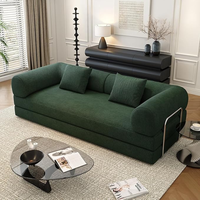 YUODL 78.8" Modular Sofa Bed - 4-in-1 Convertible Design with Corduroy Fabric and High Density Sponge, Removable Cover and Fixed Frame