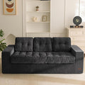 MAXYOYO Boneless Sofa Couch, Loveseat Sofa for Small Space, Tufted 3-Seater Floor Couch Bean Bag Chair for Living Room Bedroom Apartment, Sofa in a Box, No Assembly Needed, Black