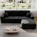110" Boneless Cloud Sectional Couch for Living Room, Compressed Modular L-Shaped Sofa with Deep Seat, Frameless Corduroy Couch in Boxes, No Assembly Required 3-Seater (Right-Facing Chaise, Black)