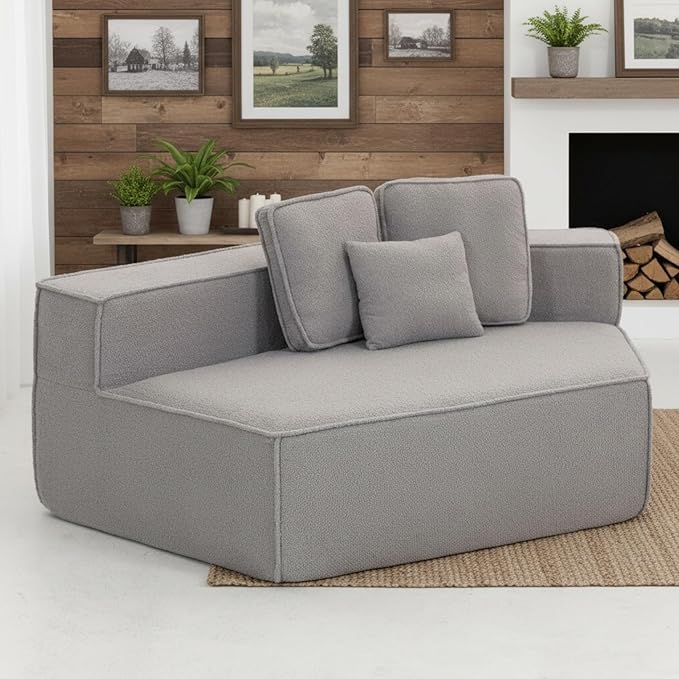 KEIKI 75.2" Teddy Fleece Single Sofa Chair – Cozy Modular Floor Couch with Deep Seat & All-Foam Comfort, Snuggle Lounge Chair for Kids’ Rooms, Play Areas & Pet-Friendly Homes