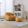 HOMEFLEX Modern Bean Bag Chair for Adults, Comfy Reading Nook Seating with Pillow, Round Chairs with Ottoman, Leisure Single Sofa, Ideal for Living Room, Bedroom, Apartment (Yellow)